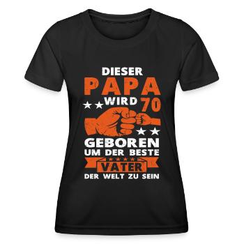 Papa 70 Geburtstag Vater 70 Jahre Spruch - Frauen Funktions-T-Shirt - Schwarz - Vorne - AI Model Female 172 light (172cm)