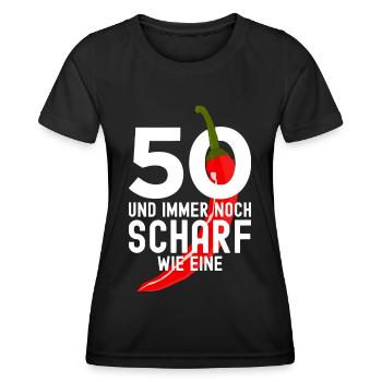 50. GEBURTSTAG JALAPENO 50 SCHARF WIE EINE CHILI - Frauen Funktions-T-Shirt - Schwarz - Vorne - AI Model Female 172 light (172cm)