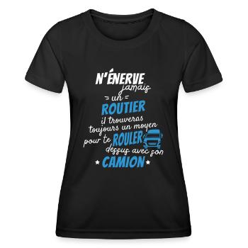 Puissance Routière - T-shirt sport Femme - noir - Devant - AI Model Female 172 light (172cm)
