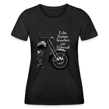 Echte renter fahren Motorrad Spruch - Frauen Funktions-T-Shirt - Schwarz - Vorne - AI Model Female 172 light (172cm)