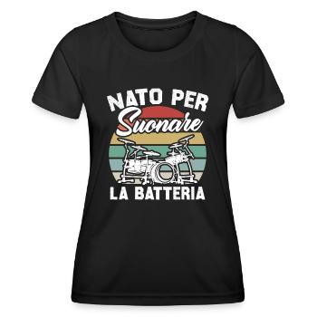 Né pour jouer de la batterie - T-shirt sport Femme - noir - Devant - AI Model Female 172 light (172cm)