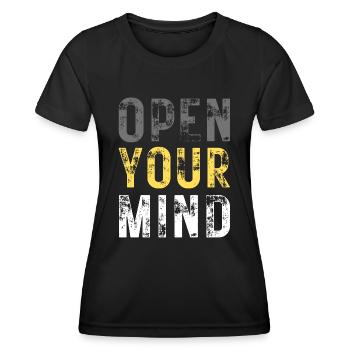 OUVREZ VOTRE – couleur grise, jaune, blanc - T-shirt sport Femme - noir - Devant - AI Model Female 172 light (172cm)