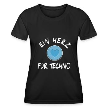 Ein Herz für Techno MDMA Feiern Ballern Tekk XTC - Frauen Funktions-T-Shirt - Schwarz - Vorne - AI Model Female 172 light (172cm)