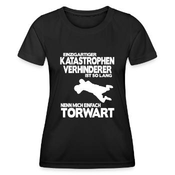 Fußball Torhüter Torwart Geschenk Spruch Shirt - Frauen Funktions-T-Shirt - Schwarz - Vorne - AI Model Female 172 light (172cm)