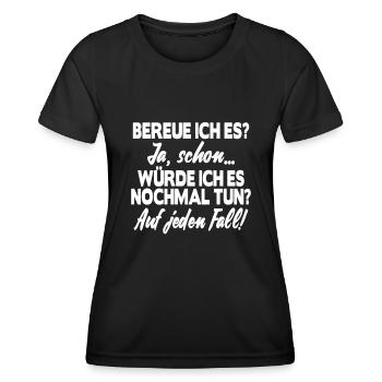 Bereue Ich es? Lustiger Spruch Kinder Büro T-Shirt - Frauen Funktions-T-Shirt - Schwarz - Vorne - AI Model Female 172 light (172cm)