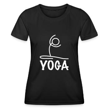 Exercice de yoga - T-shirt sport Femme - noir - Devant - AI Model Female 172 light (172cm)