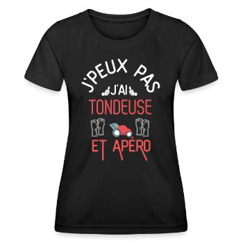J Peux Pas J Ai Tondeuse et Apéro - T-shirt sport Femme - noir - Devant - AI Model Female 172 light (172cm)