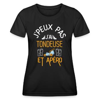 J Peux Pas J Ai Tondeuse et Apéro - T-shirt sport Femme - noir - Devant - AI Model Female 172 light (172cm)