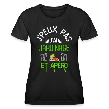 J Peux Pas J Ai Jardinage et Apéro - T-shirt sport Femme - noir - Devant - AI Model Female 172 light (172cm)