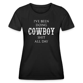 J’ai fait des conneries de cow-boy toute la journée - T-shirt sport Femme - noir - Devant - AI Model Female 172 light (172cm)