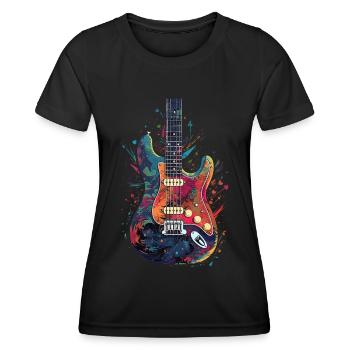 Elektrogitarre Musik Gitarre Guitar - Frauen Funktions-T-Shirt - Schwarz - Vorne - AI Model Female 172 light (172cm)