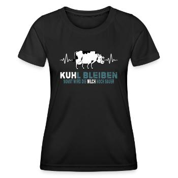 landleben cool kuhl bleiben kuh bauernhof - Frauen Funktions-T-Shirt - Schwarz - Vorne - AI Model Female 172 light (172cm)