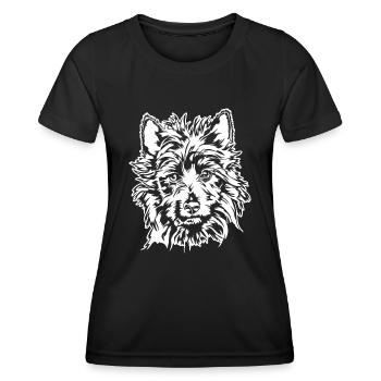 AUSTRALIAN TERRIER Hunde Portrait Hund Wilsigns - Frauen Funktions-T-Shirt - Schwarz - Vorne - AI Model Female 172 light (172cm)