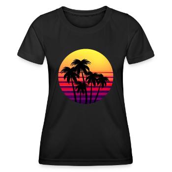Rétro Coucher de soleil Palmiers au coucher du soleil - T-shirt sport Femme - noir - Devant - AI Model Female 172 light (172cm)