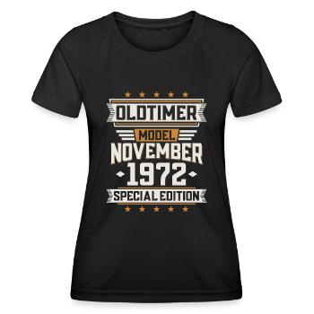 Novembre vintage 1972 anniversaire de voiture classique - T-shirt sport Femme - noir - Devant - AI Model Female 172 light (172cm)