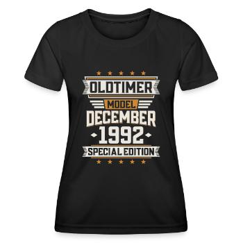 December Year 1992 Year of construction Oldtimer Birthday - Women's Functional T-Shirt - black - Front - AI Model Female 172 light (172cm)