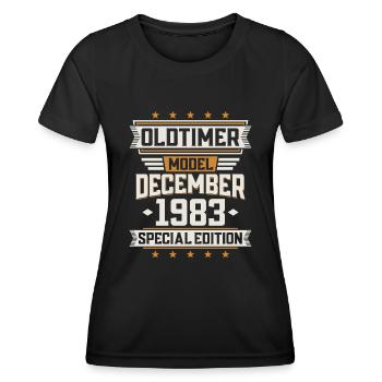 December Year 1983 Year of construction Oldtimer Birthday - Women's Functional T-Shirt - black - Front - AI Model Female 172 light (172cm)