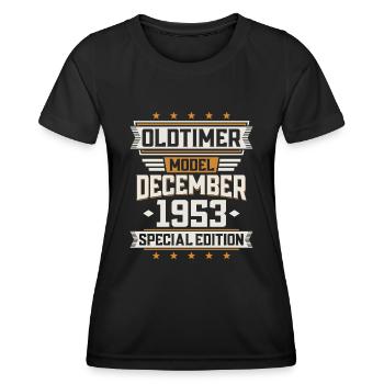 December Year 1953 Year of construction Oldtimer Birthday - Women's Functional T-Shirt - black - Front - AI Model Female 172 light (172cm)