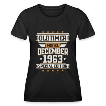 December Year 1963 Year of construction Oldtimer Birthday - Women's Functional T-Shirt - black - Front - AI Model Female 172 light (172cm)