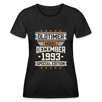 Décembre Année 1993 Année de construction Oldtimer Anniversaire - T-shirt sport Femme - noir - Devant - AI Model Female 172 light (172cm)