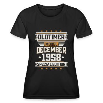 Dezember Jahrgang 1958 Baujahr Oldtimer Geburtstag - Frauen Funktions-T-Shirt - Schwarz - Vorne - AI Model Female 172 light (172cm)