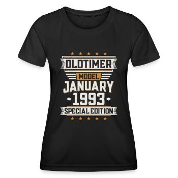 Janvier Année 1993 Année de construction Oldtimer Anniversaire - T-shirt sport Femme - noir - Devant - AI Model Female 172 light (172cm)