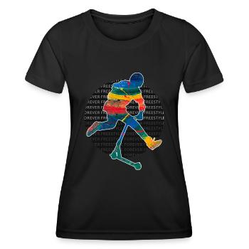 trottinette freestyle - T-shirt sport Femme - noir - Devant - AI Model Female 172 light (172cm)