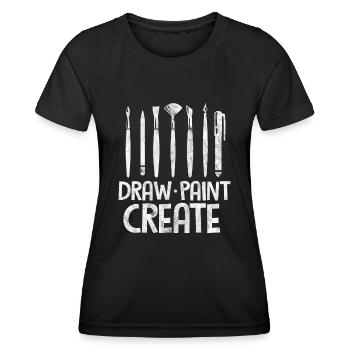 Peinture - T-shirt sport Femme - noir - Devant - AI Model Female 172 light (172cm)