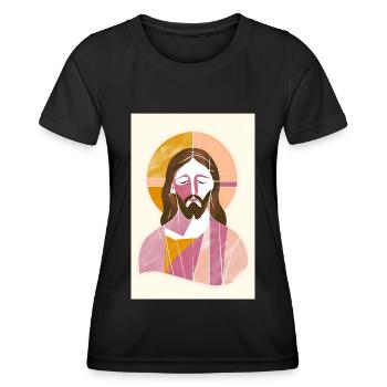 Jésus Art mural, Téléchargement numérique, Boho Jésus - T-shirt sport Femme - noir - Devant - AI Model Female 172 light (172cm)