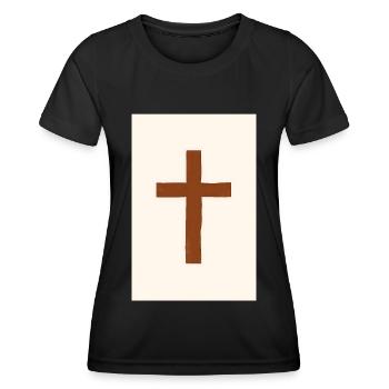 Minimalist Christian decoration, - Women's Functional T-Shirt - black - Front - AI Model Female 172 light (172cm)