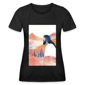 Œuvre d’art moderne de Jésus - T-shirt sport Femme - noir - Devant - AI Model Female 172 light (172cm)
