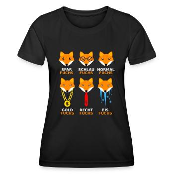 Füchse in verschiedenen Themen - Frauen Funktions-T-Shirt - Schwarz - Vorne - AI Model Female 172 light (172cm)