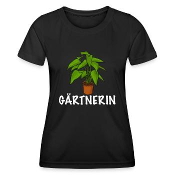 Gärtnerin Topfpflanzen für die Gartenarbeit - Frauen Funktions-T-Shirt - Schwarz - Vorne - AI Model Female 172 light (172cm)