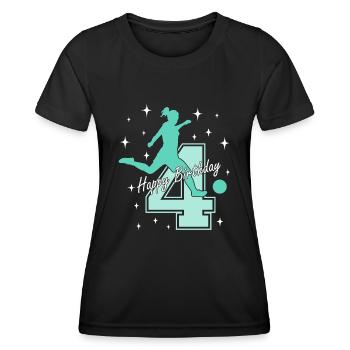 4. Geburtstag Fussball Fussballspielerin - Frauen Funktions-T-Shirt - Schwarz - Vorne - AI Model Female 172 light (172cm)