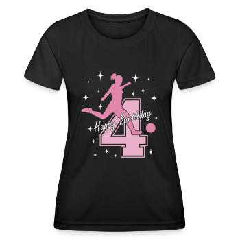 4. Geburtstag Fussball Fussballspielerin - Frauen Funktions-T-Shirt - Schwarz - Vorne - AI Model Female 172 light (172cm)
