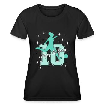 10. Geburtstag Fussball Fussballspielerin - Frauen Funktions-T-Shirt - Schwarz - Vorne - AI Model Female 172 light (172cm)