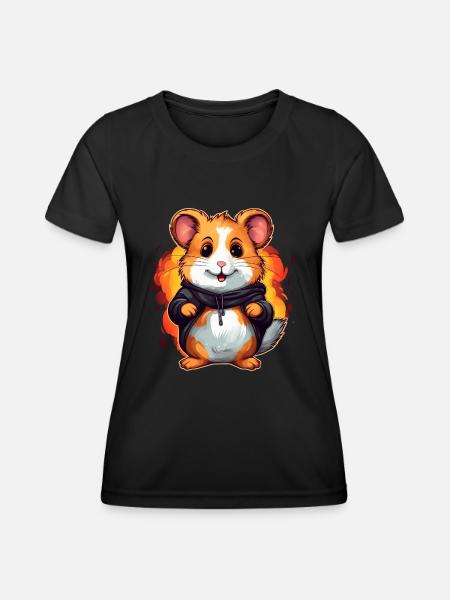 Mignon hamster - T-shirt sport Femme - noir