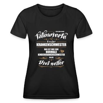 Tätowierte Kinderkrankenschwester ist netter! - Frauen Funktions-T-Shirt - Schwarz - Vorne - AI Model Female 172 light (172cm)