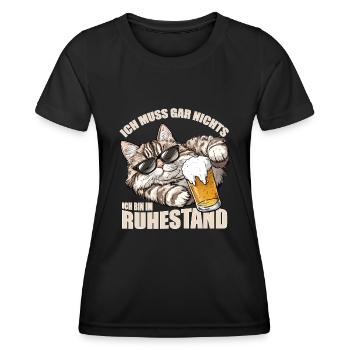 Ich muss gar nichts ich bin im Ruhestand Katzen - Frauen Funktions-T-Shirt - Schwarz - Vorne - AI Model Female 172 light (172cm)