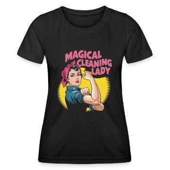 Für humorvolle Reinigungsprofis - Frauen Funktions-T-Shirt - Schwarz - Vorne - AI Model Female 172 light (172cm)