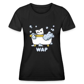 Joli motif de chat dans la baignoire - T-shirt sport Femme - noir - Devant - AI Model Female 172 light (172cm)
