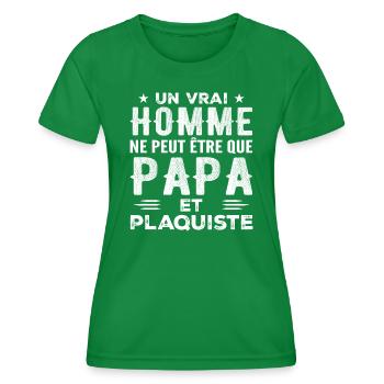 Un Vrai Homme N est Que Papa et Plaquiste - T-shirt sport Femme - vert - Devant - AI Model Female 172 dark (172cm)
