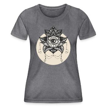Conception mystique de l’œil qui voit tout - T-shirt sport Femme - mélange sombre  - Devant - AI Model Female 172 light (172cm)