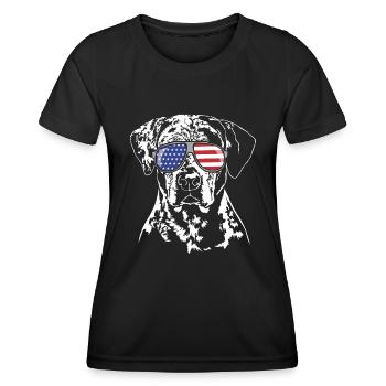 CATAHOULA LEOPARD DOG America Flag Lunettes de soleil - T-shirt sport Femme - noir - Devant - AI Model Female 172 light (172cm)