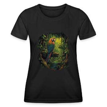 Bébé perroquet Oiseau Ara Wilderness - T-shirt sport Femme - noir - Devant - AI Model Female 172 light (172cm)
