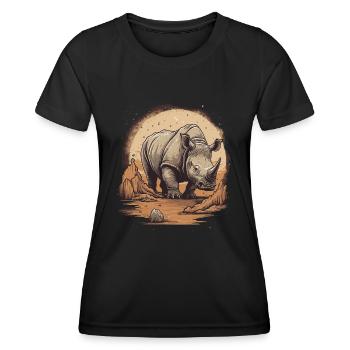 Rhinocéros Rhinocéros Rhinocéros - T-shirt sport Femme - noir - Devant - AI Model Female 172 light (172cm)