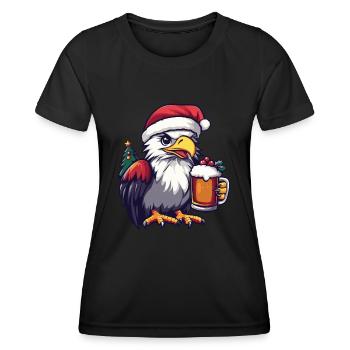 Adler Weihnachten Bier Lustig - Frauen Funktions-T-Shirt - Schwarz - Vorne - AI Model Female 172 light (172cm)