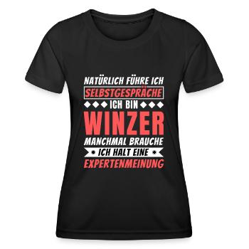 Ich führe Selbstgespräche - Winzer Edition - Frauen Funktions-T-Shirt - Schwarz - Vorne - AI Model Female 172 light (172cm)