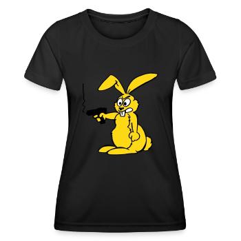 Rabbit with gun - Women's Functional T-Shirt - black - Front - AI Model Female 172 light (172cm)