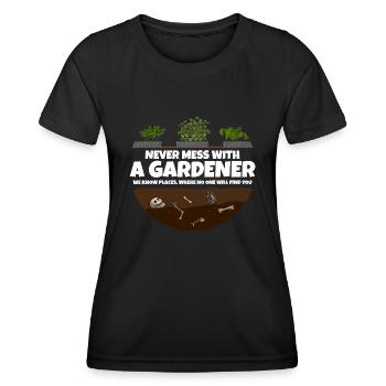N’investissez jamais avec un jardinier I Gardener disant - T-shirt sport Femme - noir - Devant - AI Model Female 172 light (172cm)
